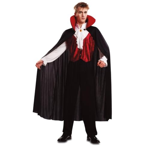 My Other Me Vampir-Kostüm für Herren, Größe XXL, inklusive roter Weste mit integriertem weißem Hemd mit Kragen mit Jabotkragen und gerafften Bündchen, schwarzer Hose und schwarzem Umhang mit rotem My Other Me Vampir-Kostüm für Herren, Größe XXL, inklusive roter Weste mit integriertem weißem Hemd mit Kragen mit Jabotkragen und gerafften Bündchen, schwarzer Hose und schwarzem Umhang mit rotem von My Other Me