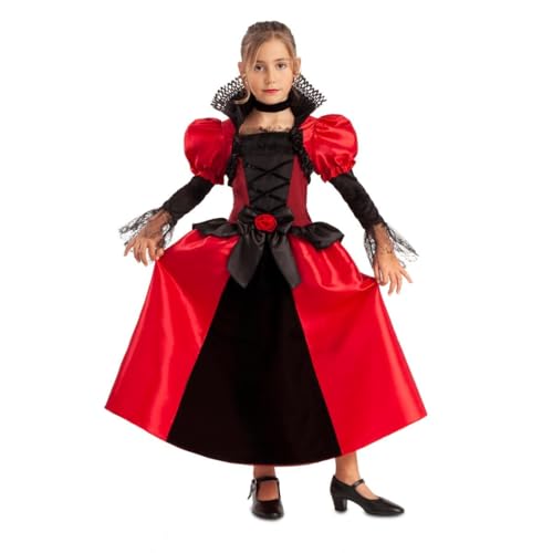 My Other Me Vampir-Kostüm für Mädchen, Größe 7 – 9 Jahre, inklusive langem roten und schwarzen Kleid mit durchbrochenem Stehkragen und passendem schwarzen Halsband, perfekt für eine kleine Königin der My Other Me Vampir-Kostüm für Mädchen, Größe 7 – 9 Jahre, inklusive langem roten und schwarzen Kleid mit durchbrochenem Stehkragen und passendem schwarzen Halsband, perfekt für eine kleine Königin der von My Other Me
