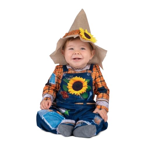 My Other Me Vogelscheuchenkostüm, Unisex, mit Mütze und Overall, blau und orange, für Babys, Größe 24–36 Monate. Verwandeln Sie Ihr Kind in die bezauberndste Vogelscheuche. von My Other Me