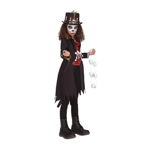 My Other Me - Voodoo-Kostüm für Mädchen, Größe 7-9 Jahre, inklusive langer asymmetrischer Jacke mit Totenkopf-Druck auf dem Rücken, roter Weste, Knochenkette, Armband, Schlange und Anhänger. My Other Me - Voodoo-Kostüm für Mädchen, Größe 7-9 Jahre, inklusive langer asymmetrischer Jacke mit Totenkopf-Druck auf dem Rücken, roter Weste, Knochenkette, Armband, Schlange und Anhänger. von My Other Me