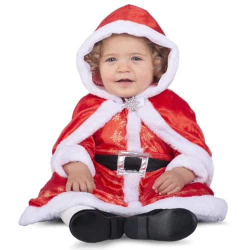 My Other Me - Weihnachtsmama Kostüm für Baby Mädchen in weiß und rot mit Kleid mit Unterrock und Kapeline mit Kapuze, Größe 24-36 Monate. Perfekt, um die Weihnachtsmagie zu umarmen von My Other Me
