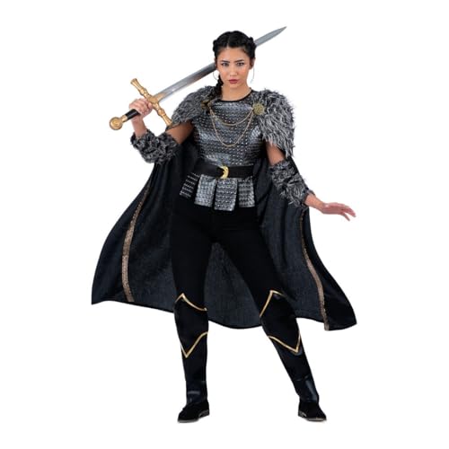 My Other Me Wikinger-Kostüm für Damen, Größe XXXL, inklusive schwarzem Umhang mit goldenen Druckknöpfen, Kragen und Manschetten aus Kunstfell, graue Tunika mit Metallnieten, Gürtel und schwarzen My Other Me Wikinger-Kostüm für Damen, Größe XXXL, inklusive schwarzem Umhang mit goldenen Druckknöpfen, Kragen und Manschetten aus Kunstfell, graue Tunika mit Metallnieten, Gürtel und schwarzen von My Other Me