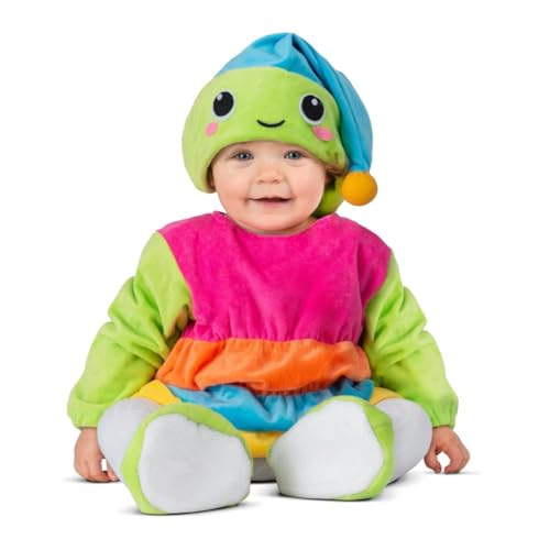 My Other Me Wurm-Kostüm für Babys, Unisex, Grün und Rosa, mit Leuchtmütze, Kleid und Schuhen, Größe 12-24 Monate. Perfekt für magische Momente voller Lachen von My Other Me