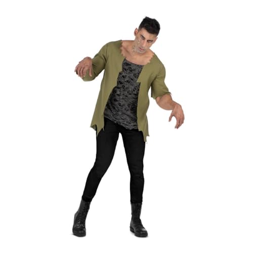 My Other Me Zombie-Kostüm für Erwachsene, Unisex, Größe M. Inklusive zerrissenem Oberteil in Grün und Dunkelgrau, Applikationen und Latexdose - gruselige Transformation garantiert. von My Other Me