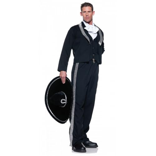Mariachi Kostüm für Erwachsene mexikanische Sängerin mit Sombrero Hut Schwarz Herren (Adult 2XL) von My Party Shirt