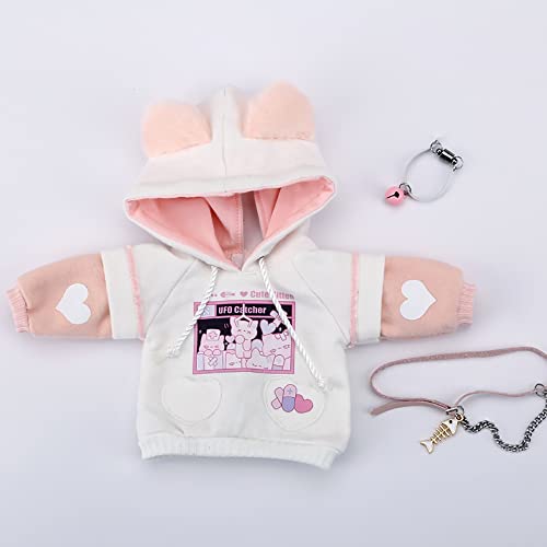 Neue 1/6, 1/4, 1/3 BJD Puppenkleidung Süße Katze Pullover Hoodie Jacke für Big 1/6, Yosd, 30cm/45cm/60cm Puppenkleidung BJD SD Puppenzubehör (White-pink,1/4) von Generic