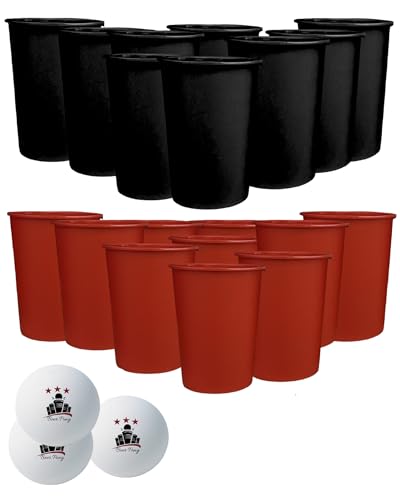 My Vesperbox - Becher Set Made in Germany - 22 extra stabile und nachhaltige Hartplastik Becher 450ml – Spülmaschinengeeignet und Wiederverwendbar (Rot/Schwarz) von My Vesperbox