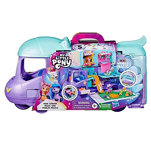 My Little Pony Spielzeuge Mini World Magic Mare Stream, Wohnmobil Spielset zum Selbergestalten für Kinder von My Little Pony