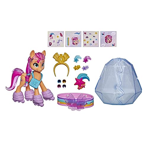 My Little Pony: A New Generation Kristall-Abenteuer Sunny Starscout, 7,5 cm großes orangefarbenes Pony mit Überraschungsaccessoires, Armband von My Little Pony