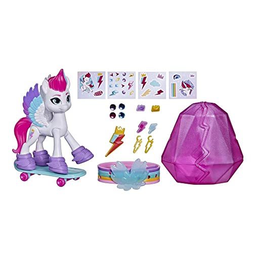 My Little Pony: A New Generation Kristall-Abenteuer Zipp Storm, 7,5 cm großes weißes Pony mit Überraschungsaccessoires, Freundschaftsarmband von My Little Pony