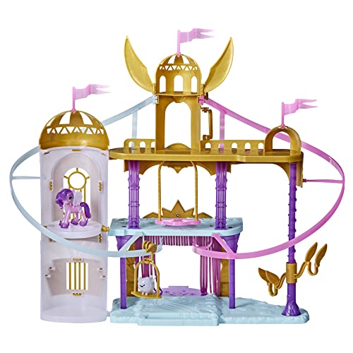My Little Pony: A New Generation Königliche Schlossrutsche, 56 cm großes Schloss-Spielset mit 2 Seilrutschen, Princess Petals Figur von My Little Pony