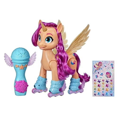 My Little Pony – Eine Neue Generation Sing- und Skatespaß Sunny Starscout, interaktives Pony (22,5 cm), 50 Reaktionen, Licht von My Little Pony