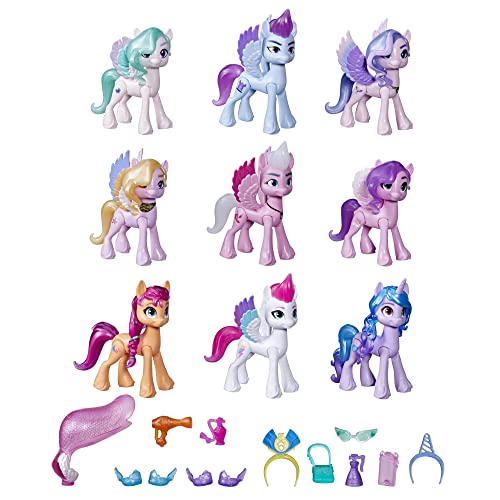 My Little Pony F2031, A New Generation Königliche Gala-Kollektion, Spielzeug für Kinder, 9 Ponyfiguren, 13 Accessoires, Poster von My Little Pony
