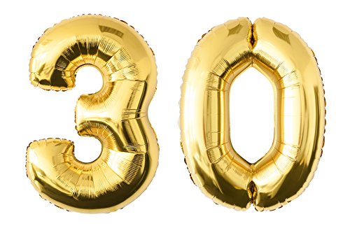 Folienballon 30 gold Zahlenballon Luftballon Riesenzahl Party Hochzeit Kindergeburtstag Geburtstag von MyBeautyworld24