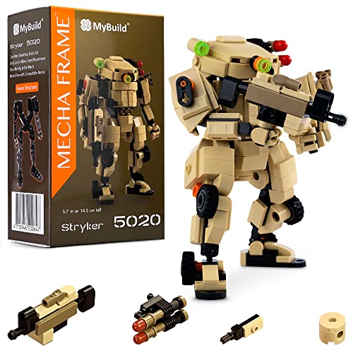MyBuild 5020 Armed Force Stryker – Mech-Roboter aus Klemmbausteinen in Wüstenfarbe; Idealer Spielzeug-Roboter mit Mecha Frame für Kinder ab 12 Jahren; Kompatibel mit Allen großen Marken von MyBuild