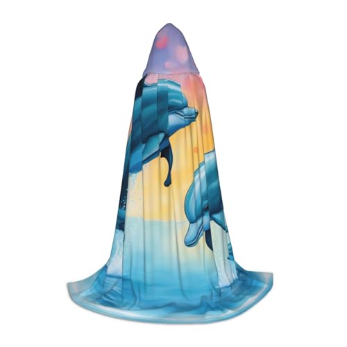 MyPiky Delfine in Love Print Unisex Hooded Comfortable Cloak Gothic Halloween Cosplay Carnival Vampire Themes von MyPiky
