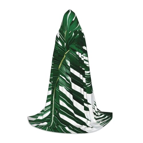 MyPiky Grüner Palmblatt-Druck, Unisex, mit Kapuze, bequem, Gothic, Halloween, Cosplay, Karneval, Vampir-Themen von MyPiky