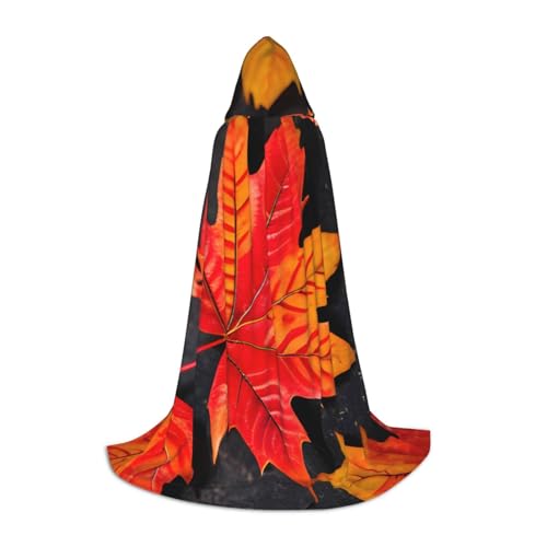 MyPiky Herbst-roter Blätter-Druck, Unisex, mit Kapuze, bequemer Umhang, Gothic, Halloween, Cosplay, Karneval, Vampir-Themen MyPiky Herbst-roter Blätter-Druck, Unisex, mit Kapuze, bequemer Umhang, Gothic, Halloween, Cosplay, Karneval, Vampir-Themen von MyPiky