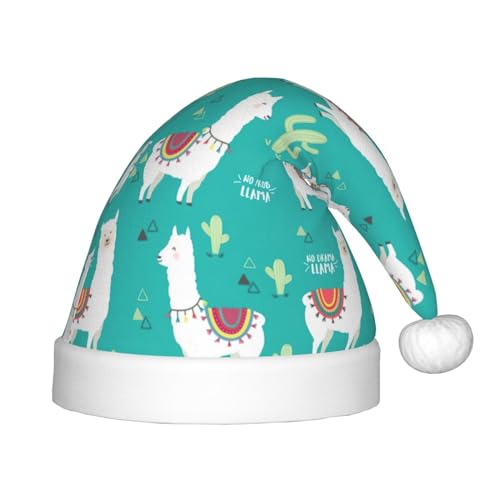 MyPiky Niedliche weiße Weihnachtsmützen mit Lama- und Kaktusaufdruck für Kinder und Jungen Mädchen Weihnachtsmannmütze für Kinder, Weihnachtsgeschenke von MyPiky