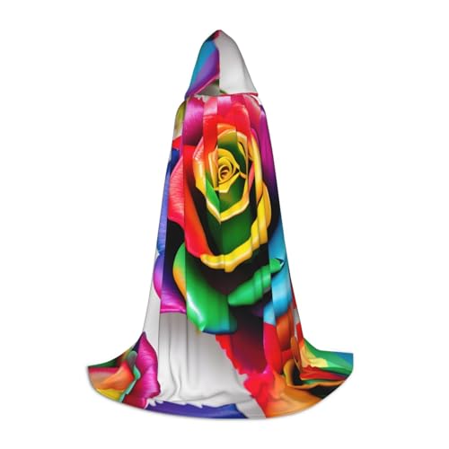 MyPiky Regenbogen-Rosen-Blumendruck, Unisex, mit Kapuze, bequemer Umhang, Gothic, Halloween, Cosplay, Karneval, Vampir-Themen MyPiky Regenbogen-Rosen-Blumendruck, Unisex, mit Kapuze, bequemer Umhang, Gothic, Halloween, Cosplay, Karneval, Vampir-Themen von MyPiky