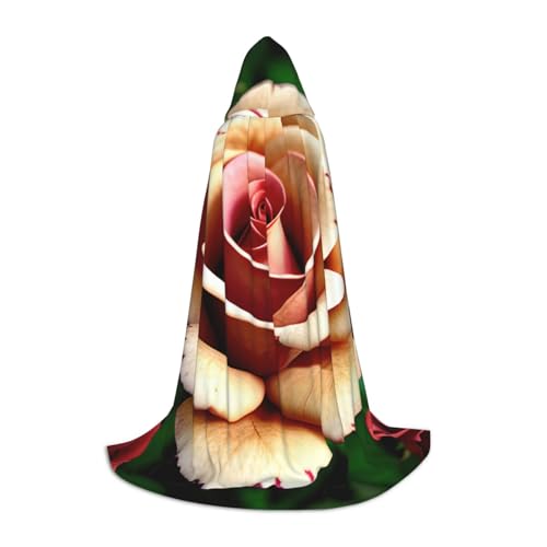 MyPiky Rustikaler Rosen-Blumendruck, Unisex, mit Kapuze, bequemer Umhang, Gothic, Halloween, Cosplay, Karneval, Vampir-Themen von MyPiky