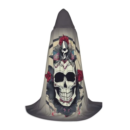 MyPiky Totenkopf-Yoga-Druck, Unisex, mit Kapuze, bequemer Umhang, Gothic, Halloween, Cosplay, Karneval, Vampir-Themen von MyPiky