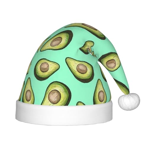 MyPiky Weihnachtsmannhut bedruckt tropische Früchte frische Avocado Weihnachtsmannmütze für Kinder und Jungen Mädchen Weihnachtsmann Hut für Kinder Weihnachtsgeschenke von MyPiky