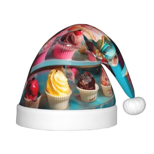 MyPiky Weihnachtsmütze mit Eiscreme-Aufdruck, Weihnachtsmannmütze für Kinder und Jungen, Mädchen, Weihnachtsmannmütze für Kinder, Weihnachtsgeschenke von MyPiky