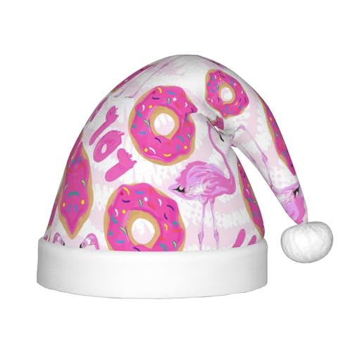 MyPiky Weihnachtsmütze mit Flamingo- und Donut-Druck, Weihnachtsmannmütze für Kinder und Jungen, Mädchen, Weihnachtsmannmütze für Kinder, Weihnachtsgeschenke von MyPiky