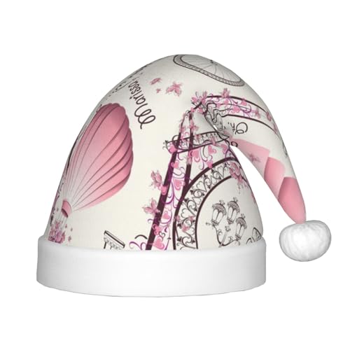 MyPiky Weihnachtsmütze mit Hund und Paris Towe-Druck, Weihnachtsmannmütze für Kinder und Jungen, Mädchen, Weihnachtsmannmütze für Kinder, Weihnachtsgeschenke von MyPiky