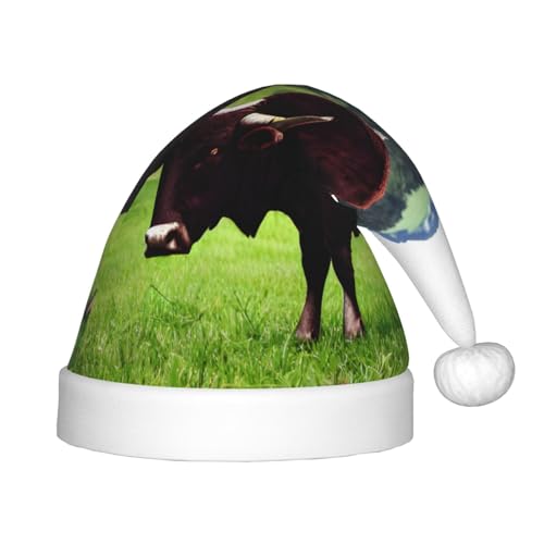 MyPiky Weihnachtsmütze mit echtem Schweizer Kuh, brauner Druck, Weihnachtsmannmütze für Kinder und Jungen, Mädchen, Weihnachtsgeschenke MyPiky Weihnachtsmütze mit echtem Schweizer Kuh, brauner Druck, Weihnachtsmannmütze für Kinder und Jungen, Mädchen, Weihnachtsgeschenke von MyPiky