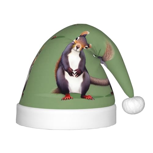 MyPiky Weihnachtsmütze mit rotem Eichhörnchen-Druck, Weihnachtsmannmütze für Kinder und Jungen, Mädchen, Weihnachtsmannmütze für Kinder, Weihnachtsgeschenke MyPiky Weihnachtsmütze mit rotem Eichhörnchen-Druck, Weihnachtsmannmütze für Kinder und Jungen, Mädchen, Weihnachtsmannmütze für Kinder, Weihnachtsgeschenke von MyPiky
