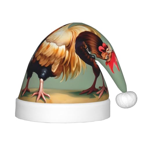 MyPiky Weihnachtsmützen mit Hahn und Huhn, Weihnachtsmannmütze für Kinder und Jungen, Mädchen, Weihnachtsmannmütze für Kinder, Weihnachtsgeschenke von MyPiky