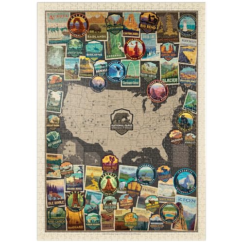 MyPuzzle 63 American National Parks Collage Map, Vintage Poster - Premium 1000 Teile Puzzle - MyPuzzle Sonderkollektion von Anderson Design Group MyPuzzle 63 American National Parks Collage Map, Vintage Poster - Premium 1000 Teile Puzzle - MyPuzzle Sonderkollektion von Anderson Design Group von MyPuzzle.com