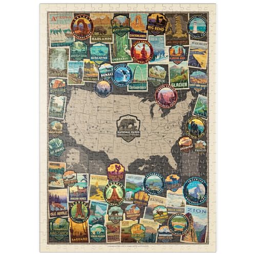 MyPuzzle 63 American National Parks Collage Map, Vintage Poster - Premium 500 Teile Puzzle - MyPuzzle Sonderkollektion von Anderson Design Group MyPuzzle 63 American National Parks Collage Map, Vintage Poster - Premium 500 Teile Puzzle - MyPuzzle Sonderkollektion von Anderson Design Group von MyPuzzle.com