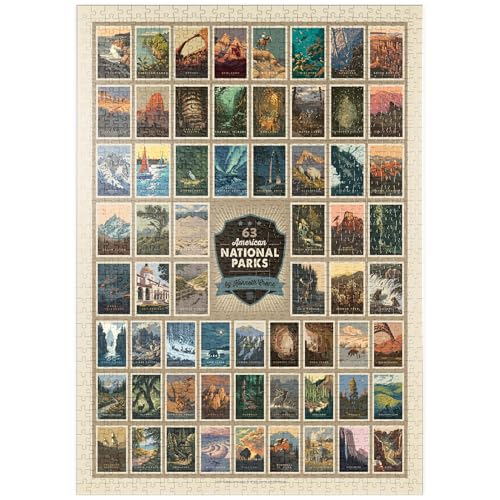 MyPuzzle 63 American National Parks: by Kenneth Crane - Premium 1000 Teile Puzzle - MyPuzzle Sonderkollektion von Anderson Design Group von MyPuzzle.com