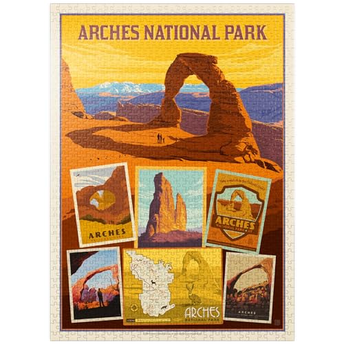 Arches National Park Collage Print Vintage Poster Premium 1000 Teile Puzzle für Erwachsene von MyPuzzle.com