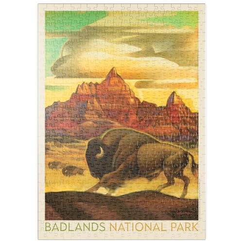 Badlands National Park: Rumbling Herd, Vintage Poster - Premium 500 Teile Puzzle - MyPuzzle Sonderkollektion von Anderson Design Group von MyPuzzle.com