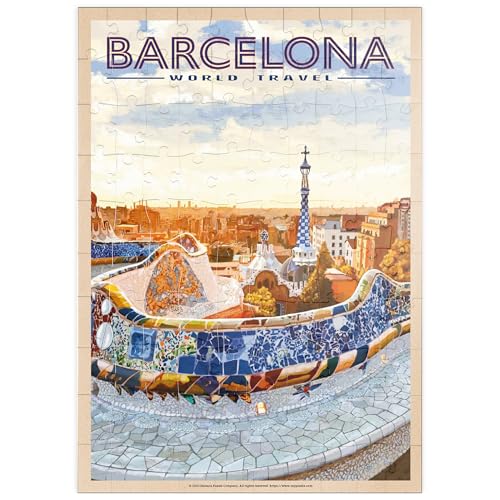 MyPuzzle Barcelona, Spain - Park Güell, Mosaic Mirage at Dusk, Vintage Travel Poster - Premium 100 Teile Puzzle - MyPuzzle Sonderkollektion von Havana Puzzle Company MyPuzzle Barcelona, Spain - Park Güell, Mosaic Mirage at Dusk, Vintage Travel Poster - Premium 100 Teile Puzzle - MyPuzzle Sonderkollektion von Havana Puzzle Company von MyPuzzle.com