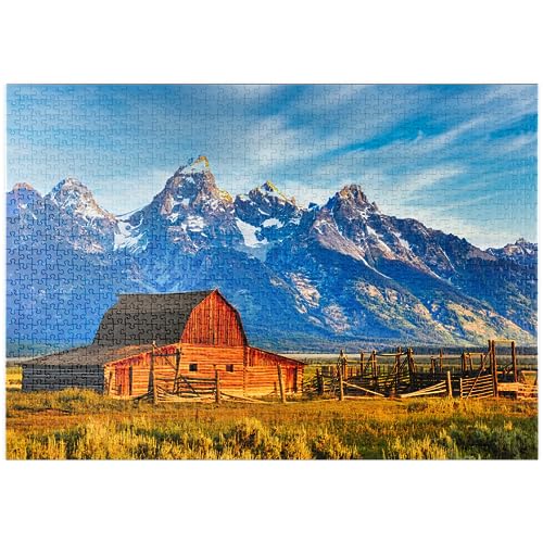 Barn on Mormon Run, Wyoming beliebte Scheune in Jackson Hole - Premium 1000 Teile Puzzle - MyPuzzle Sonderkollektion von Puzzle Galaxy von MyPuzzle.com