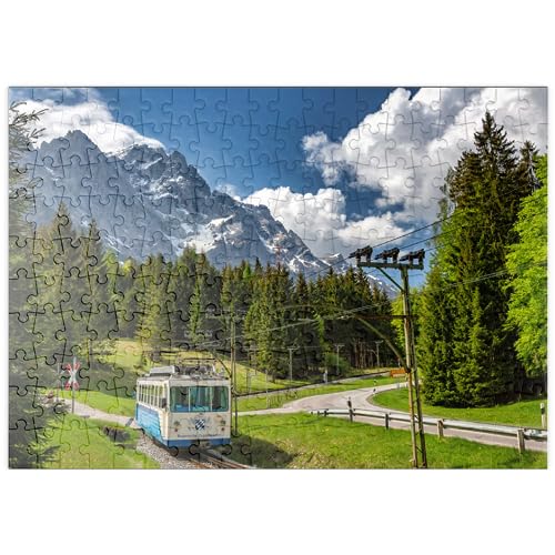 Bayerische Zugspitzbahn gegen Zugspitze bei Garmisch-Partenkirchen - Premium 200 Teile Puzzle - MyPuzzle Sonderkollektion von Puzzle Galaxy von MyPuzzle.com