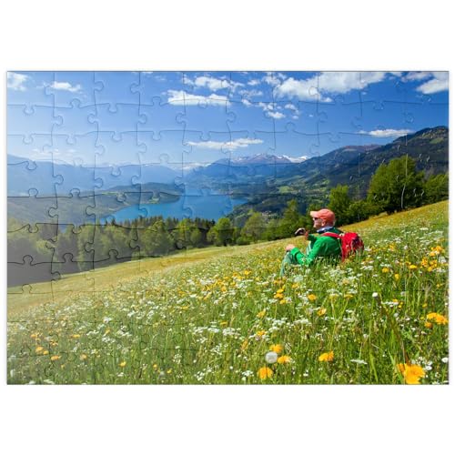 Blick auf den Millstätter See und Hohe Tauern, Kärnten, Österreich - Premium 100 Teile Puzzle - MyPuzzle Sonderkollektion von Puzzle Galaxy von MyPuzzle.com