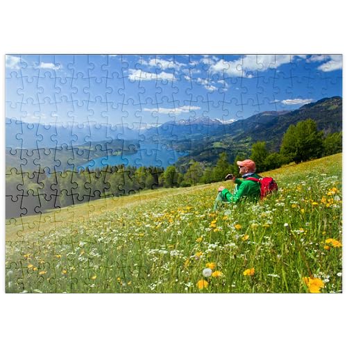 Blick auf den Millstätter See und Hohe Tauern, Kärnten, Österreich - Premium 200 Teile Puzzle - MyPuzzle Sonderkollektion von Puzzle Galaxy von MyPuzzle.com