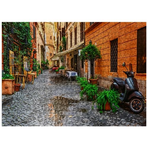 Blick auf eine alte schmale Straße in Rom, Italien - Premium 1000 Teile Puzzle für Erwachsene von MyPuzzle.com