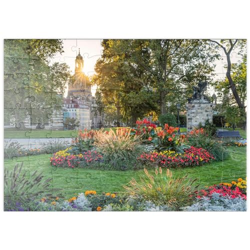 Brühlscher Garten an der Brühlschen Terrasse mit Blick zur Frauenkirche - Premium 100 Teile Puzzle - MyPuzzle Sonderkollektion von Puzzle Galaxy von MyPuzzle.com