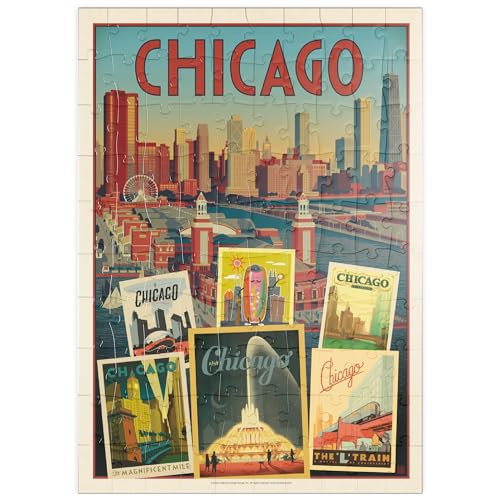 MyPuzzle Chicago: Multi-Image Collage Print, Vintage Poster - Premium 100 Teile Puzzle - MyPuzzle Sonderkollektion von Anderson Design Group von MyPuzzle.com