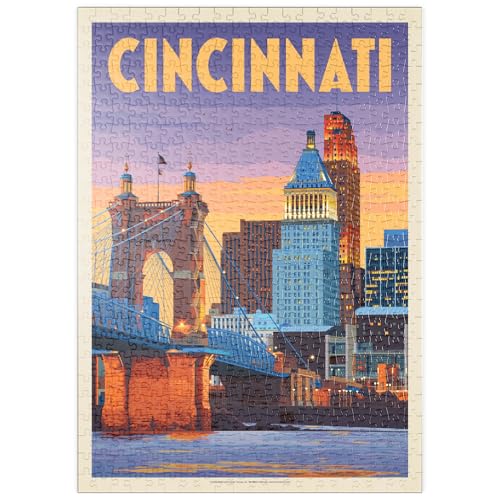 MyPuzzle Cincinnati, OH: Riverfront, Vintage Poster - Premium 500 Teile Puzzle - MyPuzzle Sonderkollektion von Anderson Design Group von MyPuzzle.com