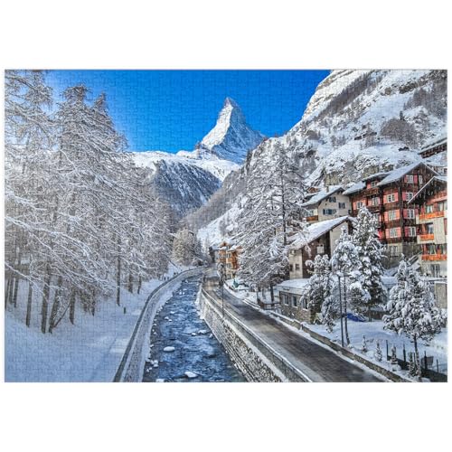 MyPuzzle Das Bergdorf Zermatt in der Schweiz, Das Matterhorn - Premium 1000 Teile Puzzle - MyPuzzle Sonderkollektion von Puzzle Galaxy von MyPuzzle.com