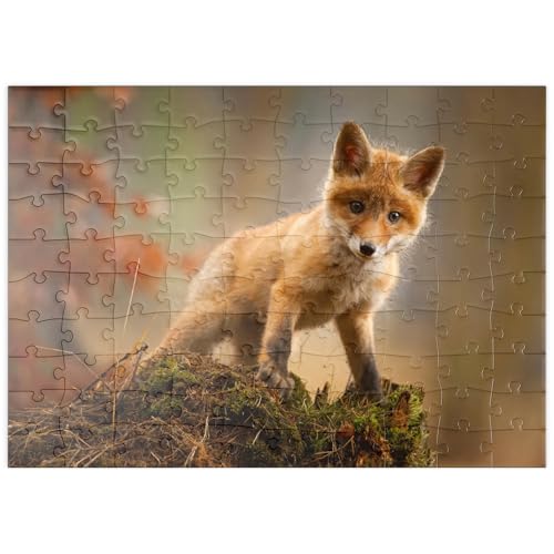 EIN junger, neugieriger Fuchs im Wald - Premium 100 Teile Puzzle - MyPuzzle Sonderkollektion von Puzzle Galaxy von MyPuzzle.com