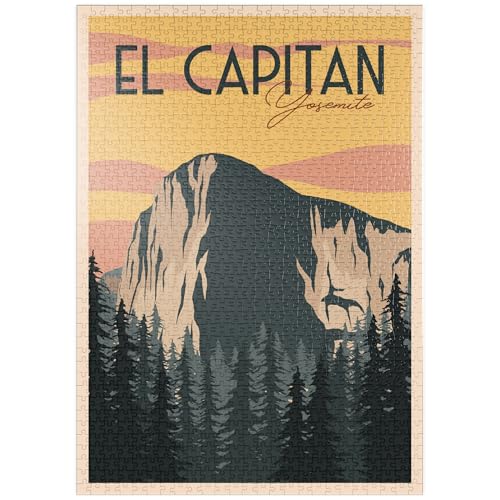 EL Capitan im Yosemite National-Park, USA, Art Deco Style Vintage Poster, Illustration - Premium 1000 Teile Puzzle - MyPuzzle Sonderkollektion von Puzzle Galaxy von MyPuzzle.com